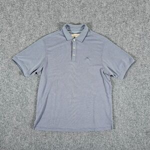 Tommy Bahama Checked Polo Short Sleeve Shirt Gray‎ Men's Size Small Summer Beach